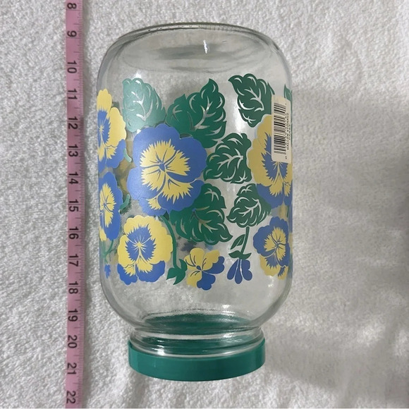 Vintage Large Floral Pansy Print Gallon Storage Jar With Lid - Picture 14 of 14